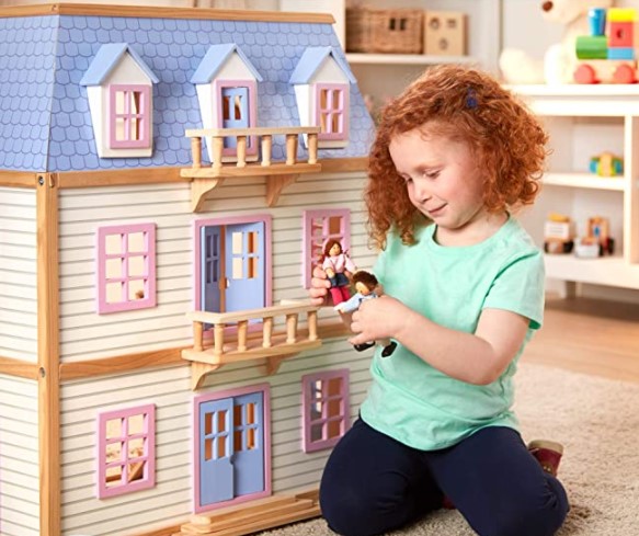 best dollhouse for 2 year old: Melissa & Doug Modern Wooden Multi-Level Dollhouse