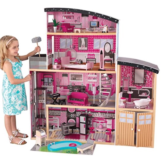 best dollhouse for 2 year old: KidKraft Sparkle Mansion Wooden Dollhouse